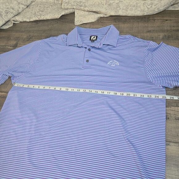 FJ FootJoy Foot Joy Men's Golf Polo Shirt Short Sleeve  Stripe Blue Purple XL - Picture 5 of 8
